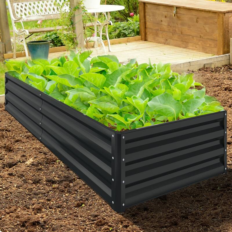Moasis Outdoor Metal Raised Garden Bed with Gloves