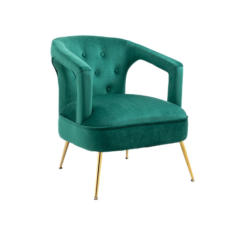 Velvet Upholstered Tufted Livng Room Leisure Chair With Golden feet