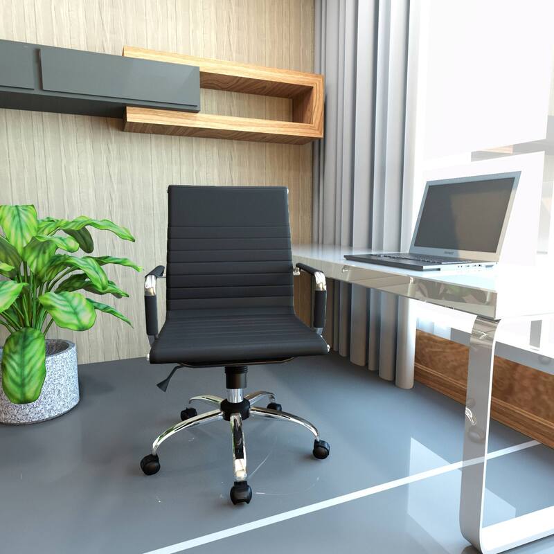 Harris Ergonomic Mid-Back Leather Office Chair with Metal Frame, Adjustable Height, Tilt Lock, and Swivel for Home Office