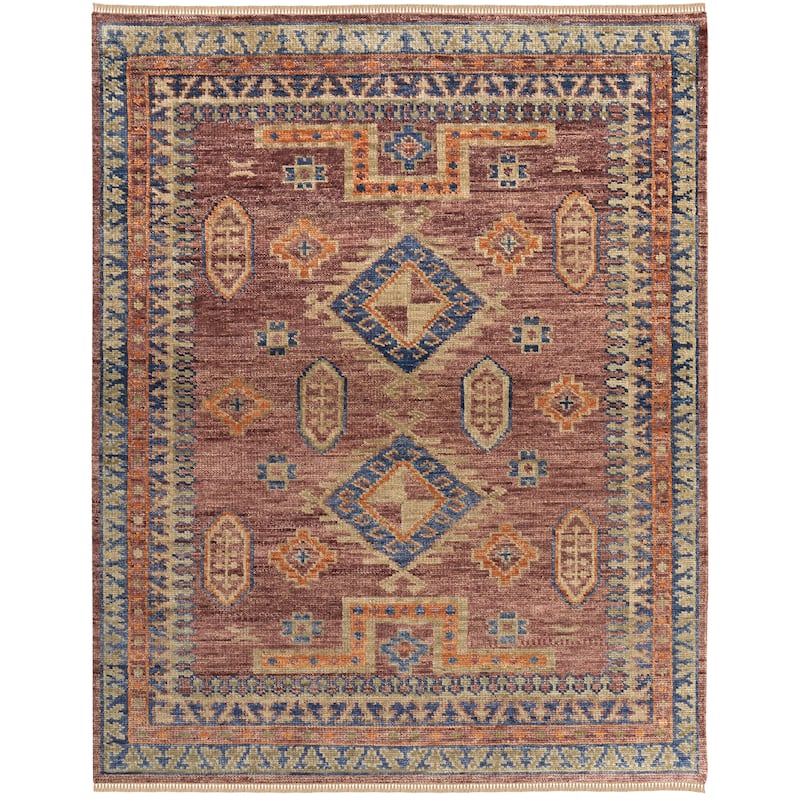 Foxboro R6929 Geometric Traditional Area Rug - 1'6" x 1'6" Square - Red/Green/Blue