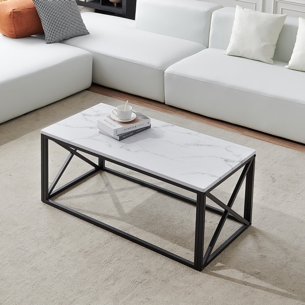 Modern Coffee Table for Living Room Center Table with Metal Frame ...