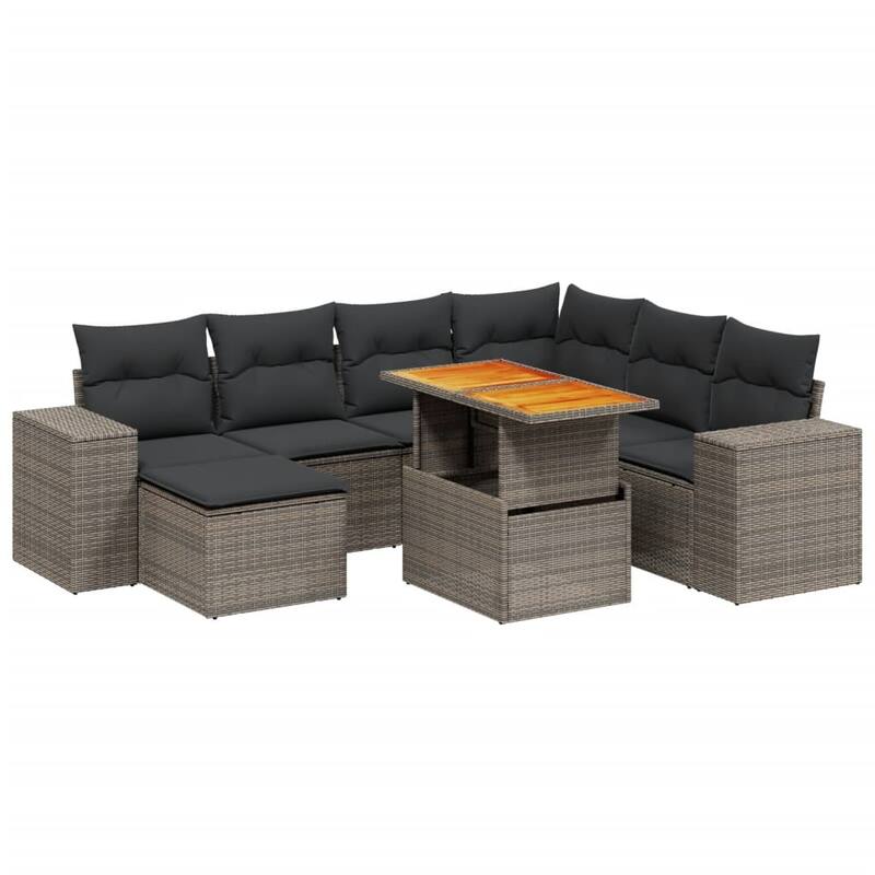 vidaXL Patio Sofa Set with Cushions Conversation Set Outdoor 8 Piece Poly Rattan