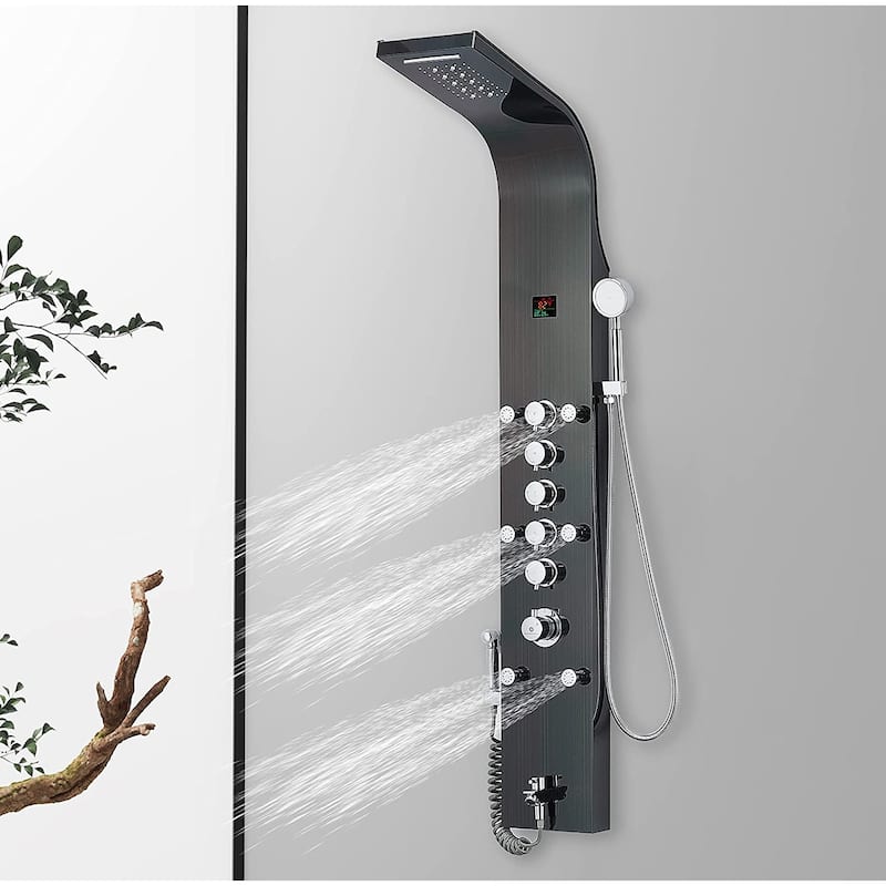 59 inch 3 LED light 5 function thermostatic shower panel