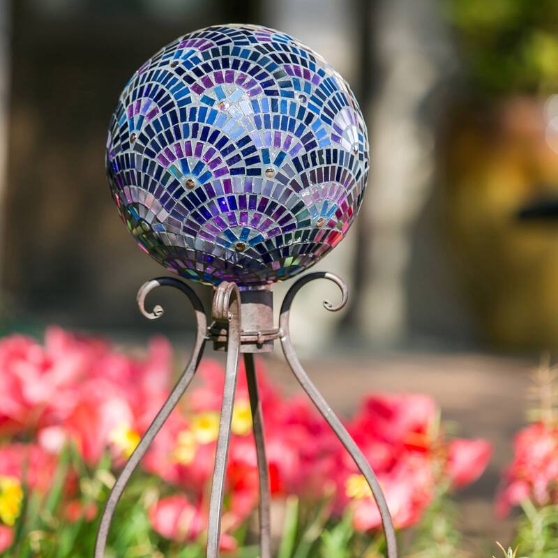 10" Gazing Ball, Mosaic Blooming, Purple