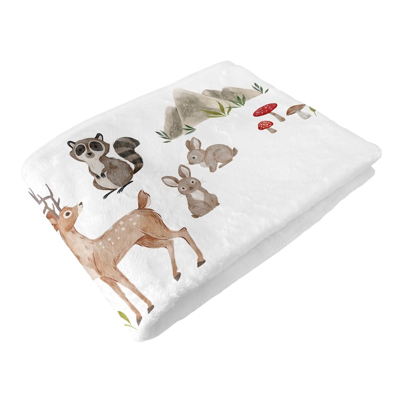 Sweet Jojo Designs Woodland Forest Animals Boy Girl Gender Neutral Unisex Baby Monthly Milestone Blanket Friends Bear Watercolor