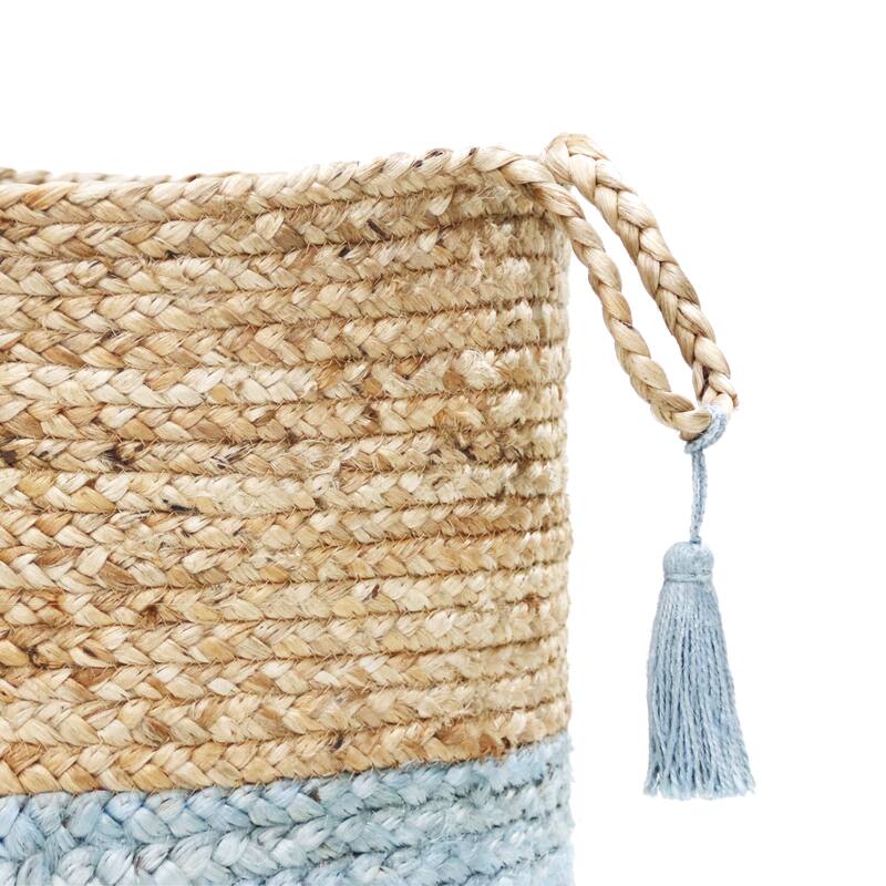 Sevita Two-Tone Handbraided Jute Storage Basket with Handles