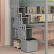 preview thumbnail 3 of 20, Full Size Solid Wood Loft Bed with Built-in Desk, Bookshelves and Storage Staircase
