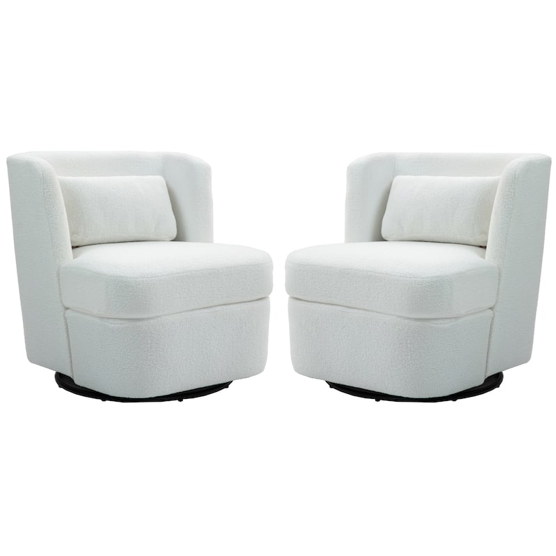 Upholstered Swivel Barrel Accent Chair (Set of 2)