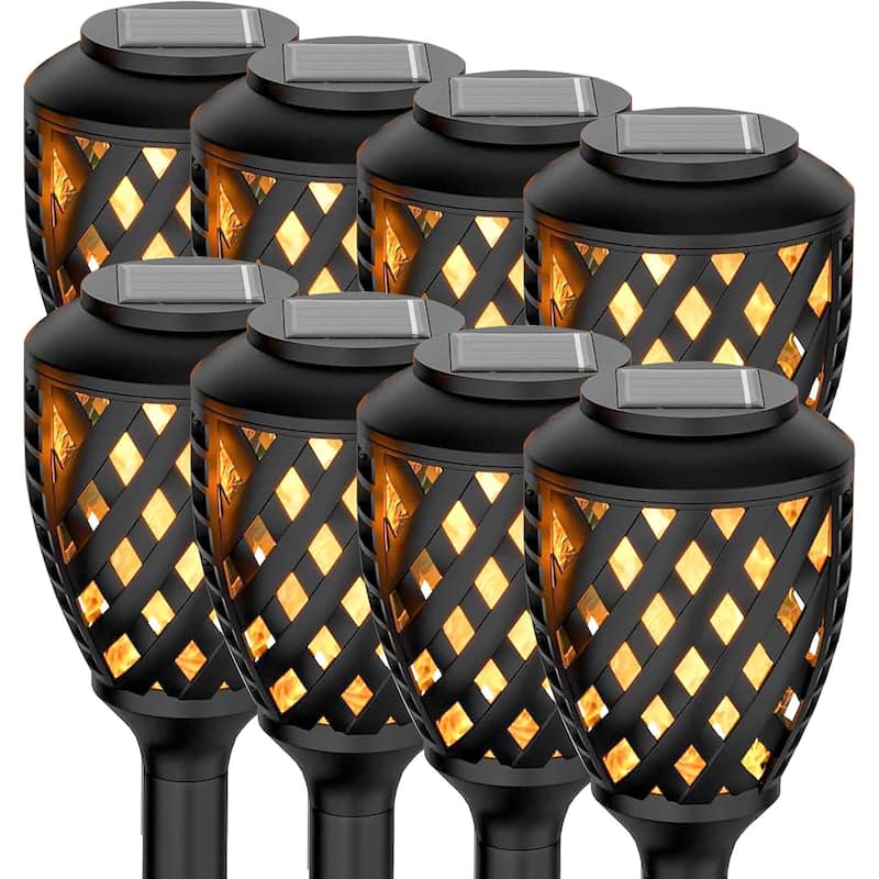 8 Pack Solar Torch Light with Flickering Flame, Outdoor Waterproof Garden Solar-Ligh for Outside Patio Path Yard Decoration