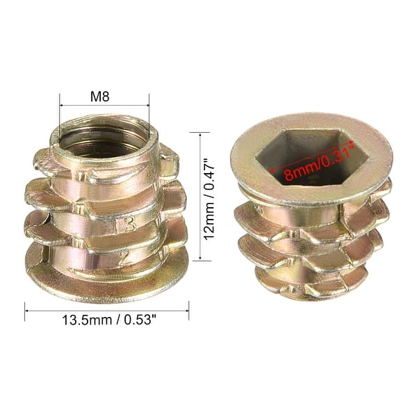 Threaded Insert Nuts Zinc Alloy Hex Socket M8 Internal Threads 12mm ...