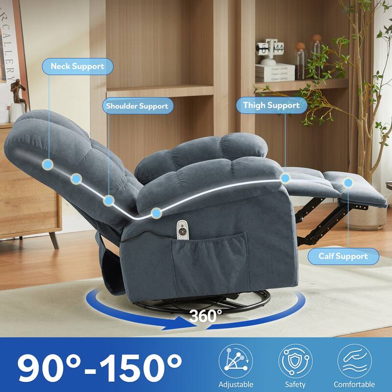 Massage Recliner Chair with Vibration and Lumbar Heating 350LB Capacity Swivel Rocker