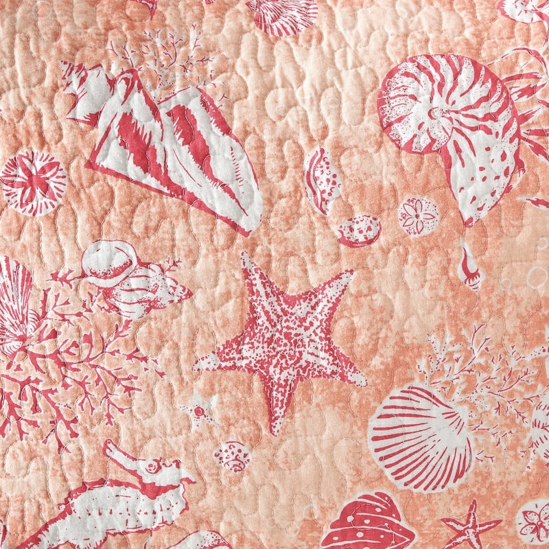 Lagoon Peach Quilt Set
