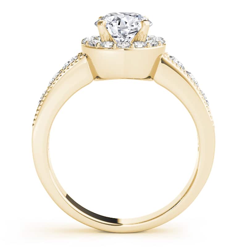 Auriya 14k Yellow Gold Lab Grown Round Diamond Halo Engagement Ring 0.50 to 5.00 ct. tw. (F-G VS)