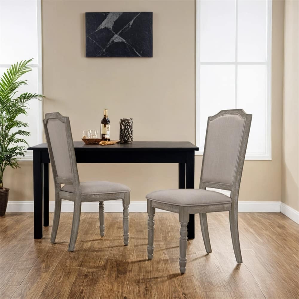 Turned Leg Wood Dining Chair Set of 2