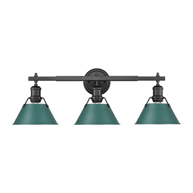 Yep by Golden Lighting Orwell 3-light Vanity in Matte Black and Pine Green shade