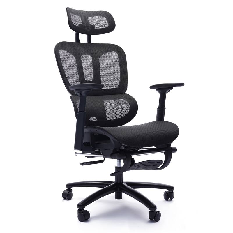 Adjustable Ergonomic Office Chair with Headrest and Footrest, Ideal for Comfortable Seating and Productivity.