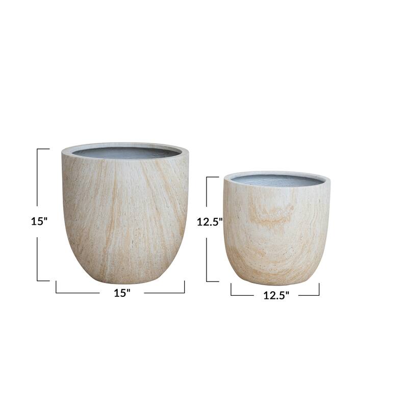 2-Piece Eco Stone Indoor/Outdoor Planters