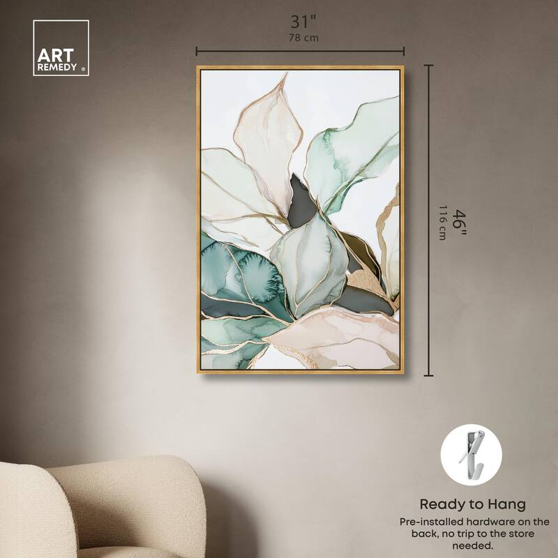 Pastel Leaves with Gold III Canvas by Art Remedy
