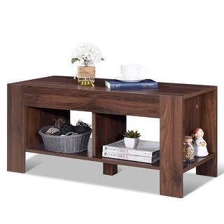 Shop 2 Tier Wood Coffee Table Sofa Side Table With Storage Shelf