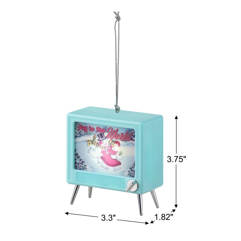 3.75" Musical LED TV Ornament - Teal