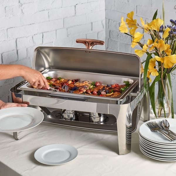 Denmark 5pc 9.5qt Rectangular Roll Up Stainless Steel Chafing Dish