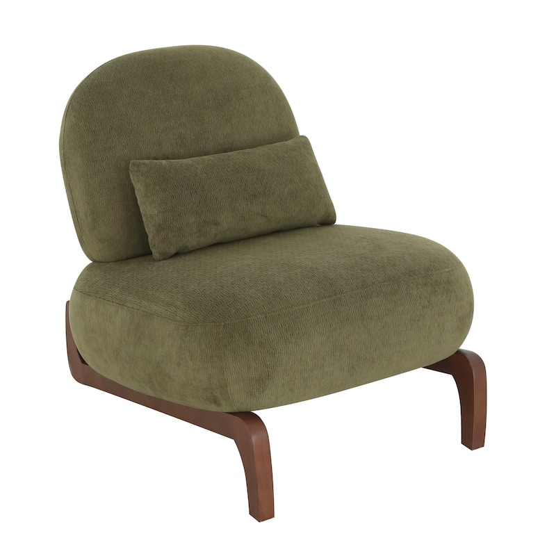 Cute Accent Chair with Solid Wood Legs, Velvet Living Room Chair with Soft Cushion, Cozy Bedroom Chair