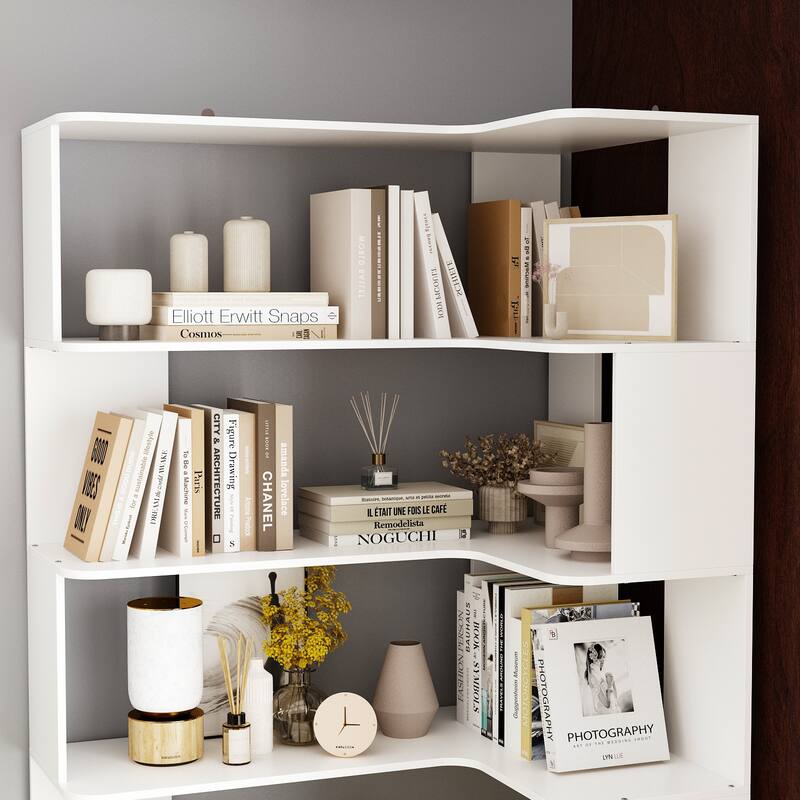 Bookshelf Wood Bookcase Free Standing Room Dividers Display Storage
