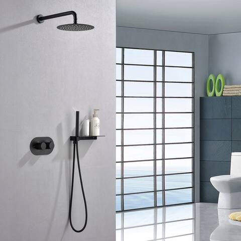 Rbrohant Thermostatic Rainfall Shower System Set w/ Bathroom Shelf