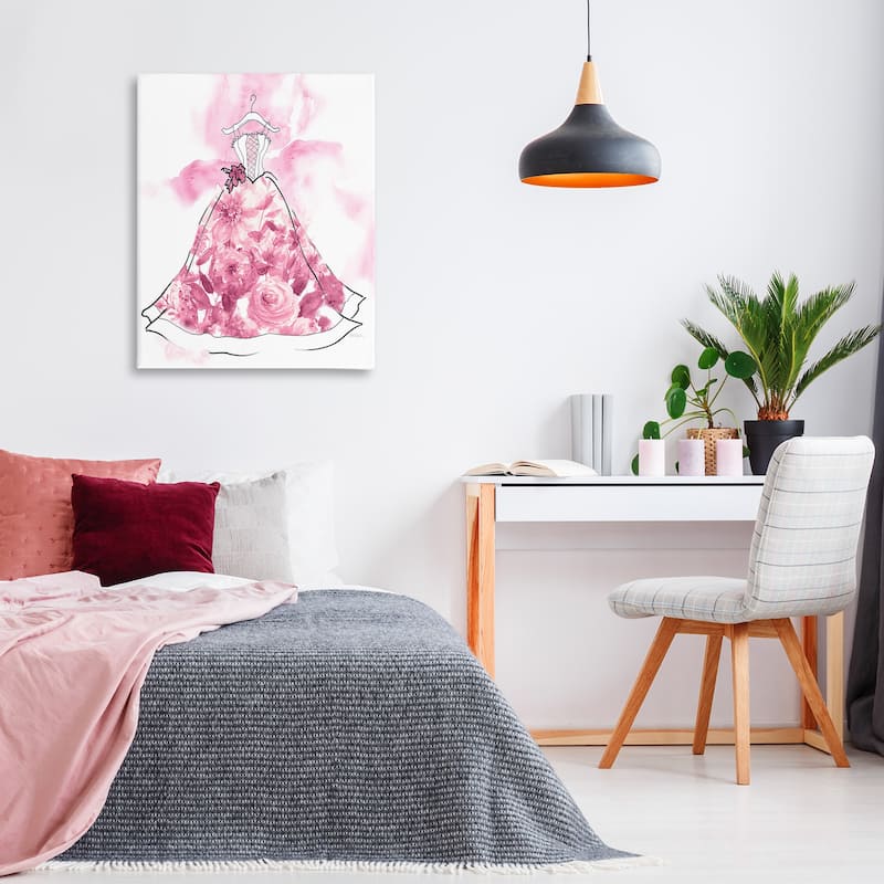 Stupell Modern Watercolor Flower Dress Canvas Wall Art Design By Carol Robinson
