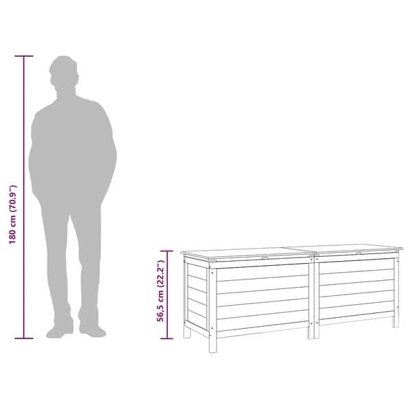 dimension image slide 13 of 24, vidaXL Patio Storage Box with Lid for Outdoor Garden Furniture Solid Wood Fir