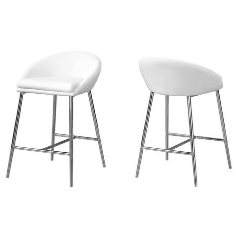 Offex BarstooL - White - Chrome Base - Counter Height, 2 Pieces - 20.5" x 20.5" x 29.75"