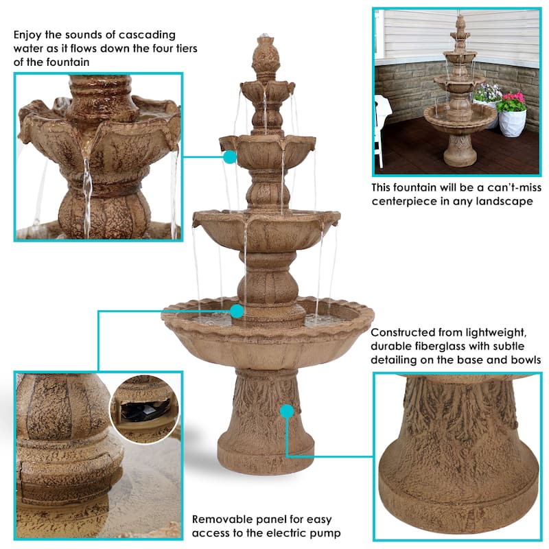 4-Tier Electric Pineapple Water Fountain Lightweight - Choose Color