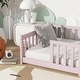 preview thumbnail 23 of 84, Montessori Twin Size Toddler Floor Bed with Fence without Door, Open-row Design Wood Frame Platform Bed with Safety Guardrails