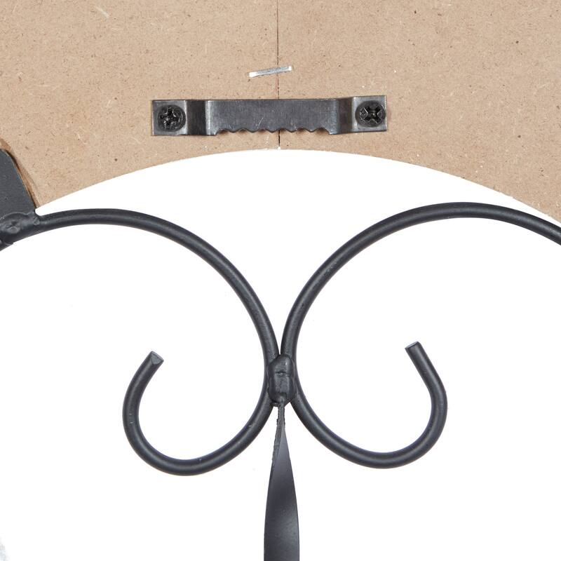 White Wooden Scroll Home Wall Decor with Metal Scroll Work