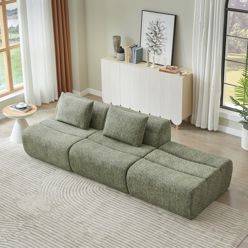 Oversized 3 Seater Compressed Sofa with Chenille Fabric, No Assembly, Space-Saving for Living Room, Apartment