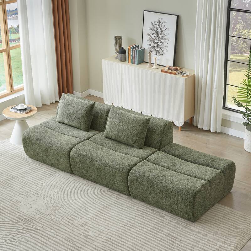 Roomfitters Modular 3 Seater Sofa, Oversized Chenille Upholstered Couch, Modern Space-Saving Sectional