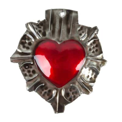 Novica Handmade Strong Red Love Steel Ornament