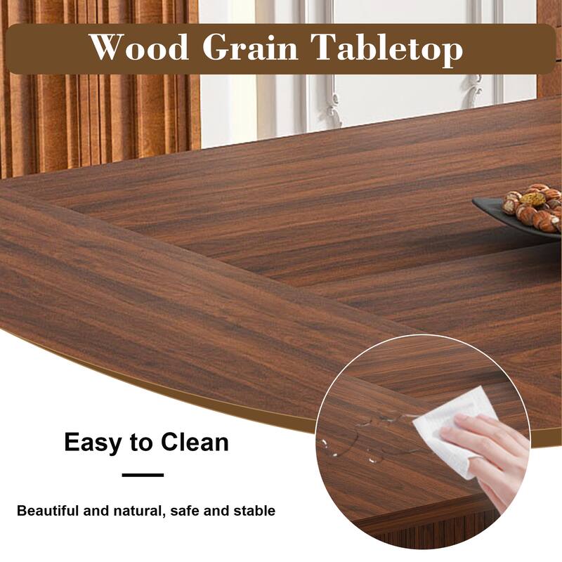 78" Farmhouse Dining Table with Storage Base - Rectangular MDF Table for 6, Rustic Modern