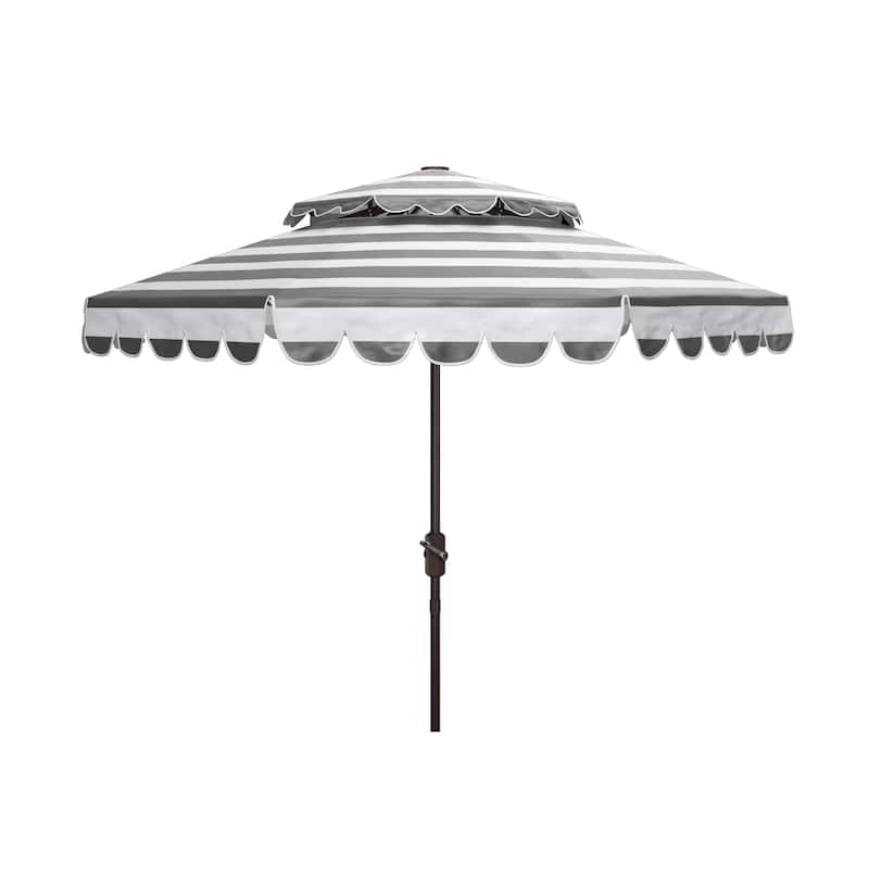 SAFAVIEH Outdoor Blagovesta 9Ft Round Double Top Crank Umbrella