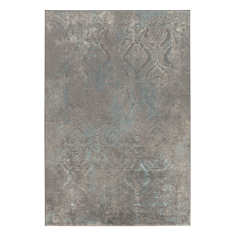 Maz Collection Distressed Abstract Area Rug - 2' x 3' - Grey/Blue