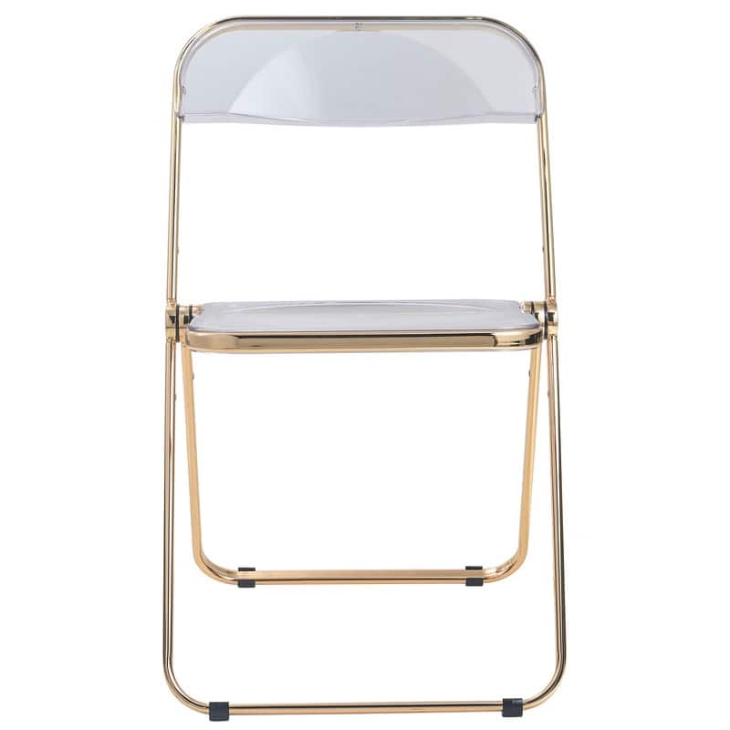 Lawrence Modern Foldable Transparent Acrylic Gold Chrome Folding Chair for Multipurpose Spaces Set of 2 - 30"