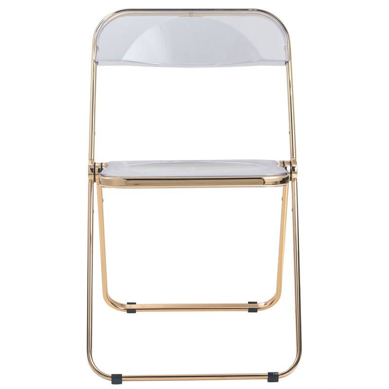 Lawrence Modern Foldable Transparent Acrylic Gold Chrome Folding Chair for Multipurpose Spaces Set of 4 - 30"