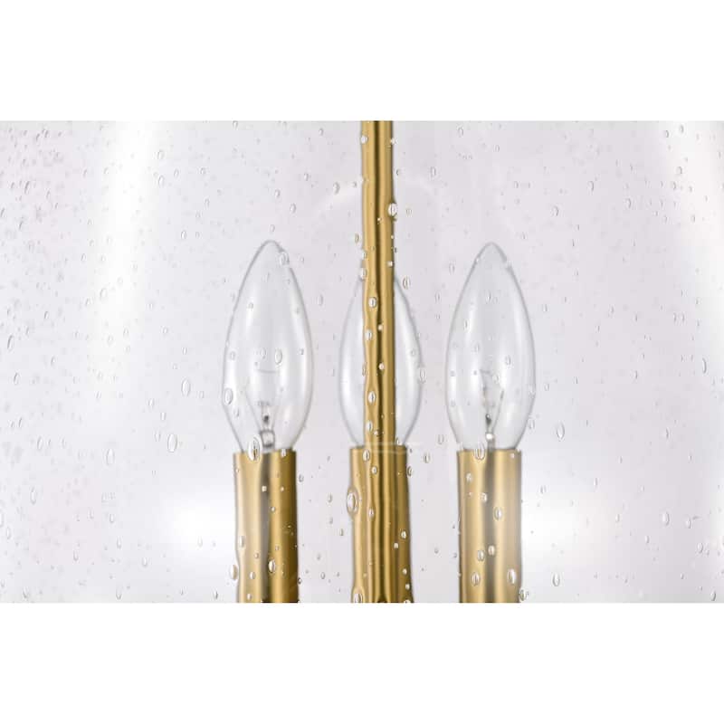 Boliver 3 Light Pendant - 14 Inches - Vintage Brass Finish - Clear Seeded Glass - Vintage Brass