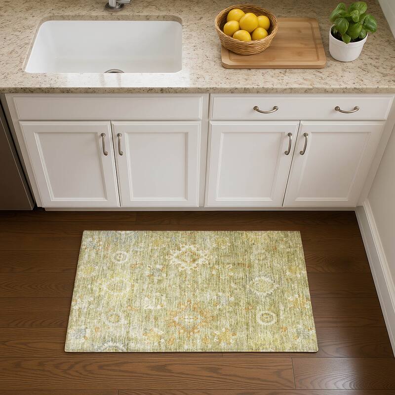 Premium Washable Super Soft Traditional Kashan Mayfield Rug - Sage - 1'8" x 2'6"