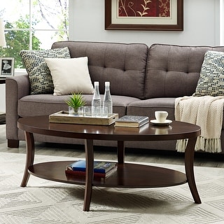 Wood Oval Coffee Table with Shelf - Bed Bath & Beyond - 40623222