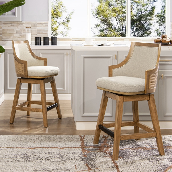 Bahama 26 Cane Rattan High Back Swivel Counter Height Bar Stool On Sale Bed Bath Beyond 38266451