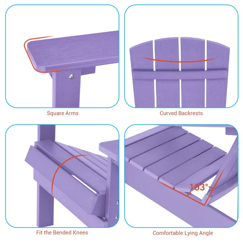 BONOSUKI Patio Adirondack Chair w/Cupholder,Weather Resistant-Set of 4