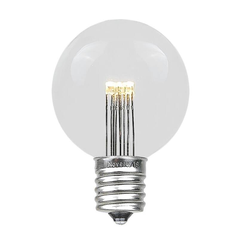 25 Pack LED G50 Outdoor Patio Globe Replacement Bulbs, Warm White, E17/C9 Base - Clear - Glass