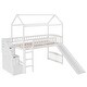 preview thumbnail 5 of 26, Twin Size Loft Bed with House Roof, Storage Steps, Slide, Ladder and Guardrails, Stairway Platform Bed for Kids Boys Girls