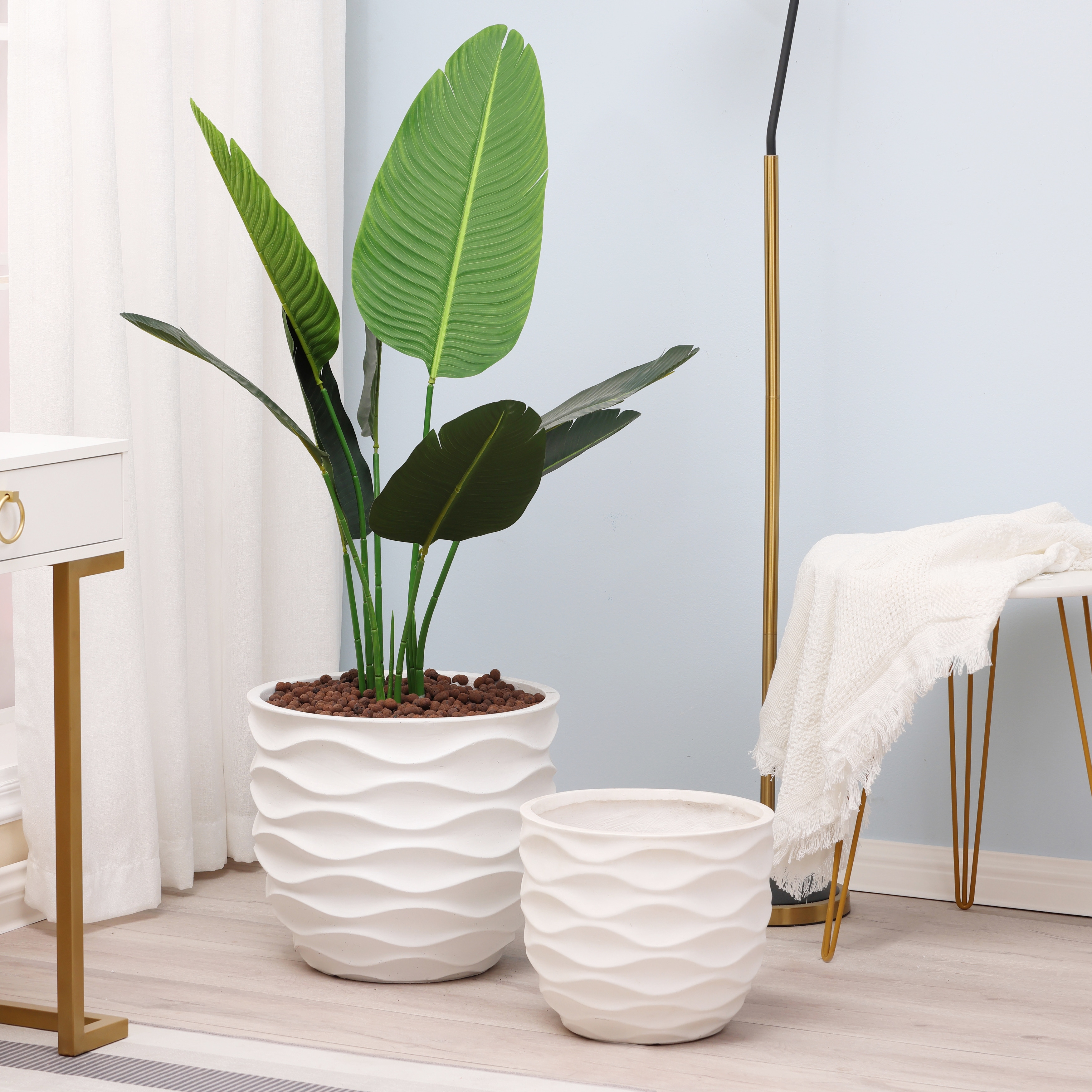 クリスマスツリー特価！ 2-piece Kayu Wavy Havenside by Planters MgO White Design 花